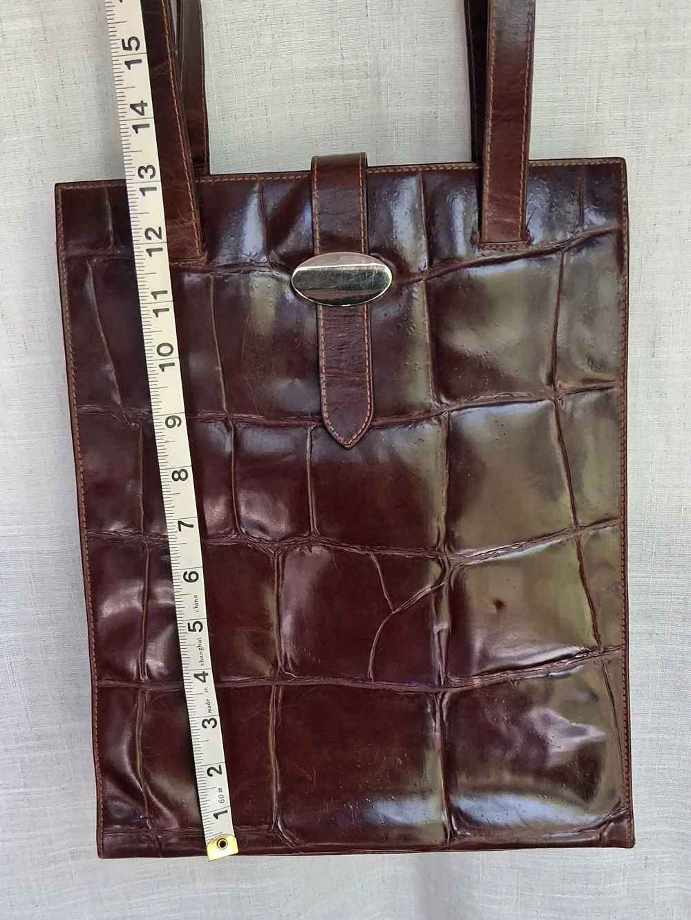 Aleda Firenze Vintage Leather Tote Bag Dark Red Brown Made In Italy